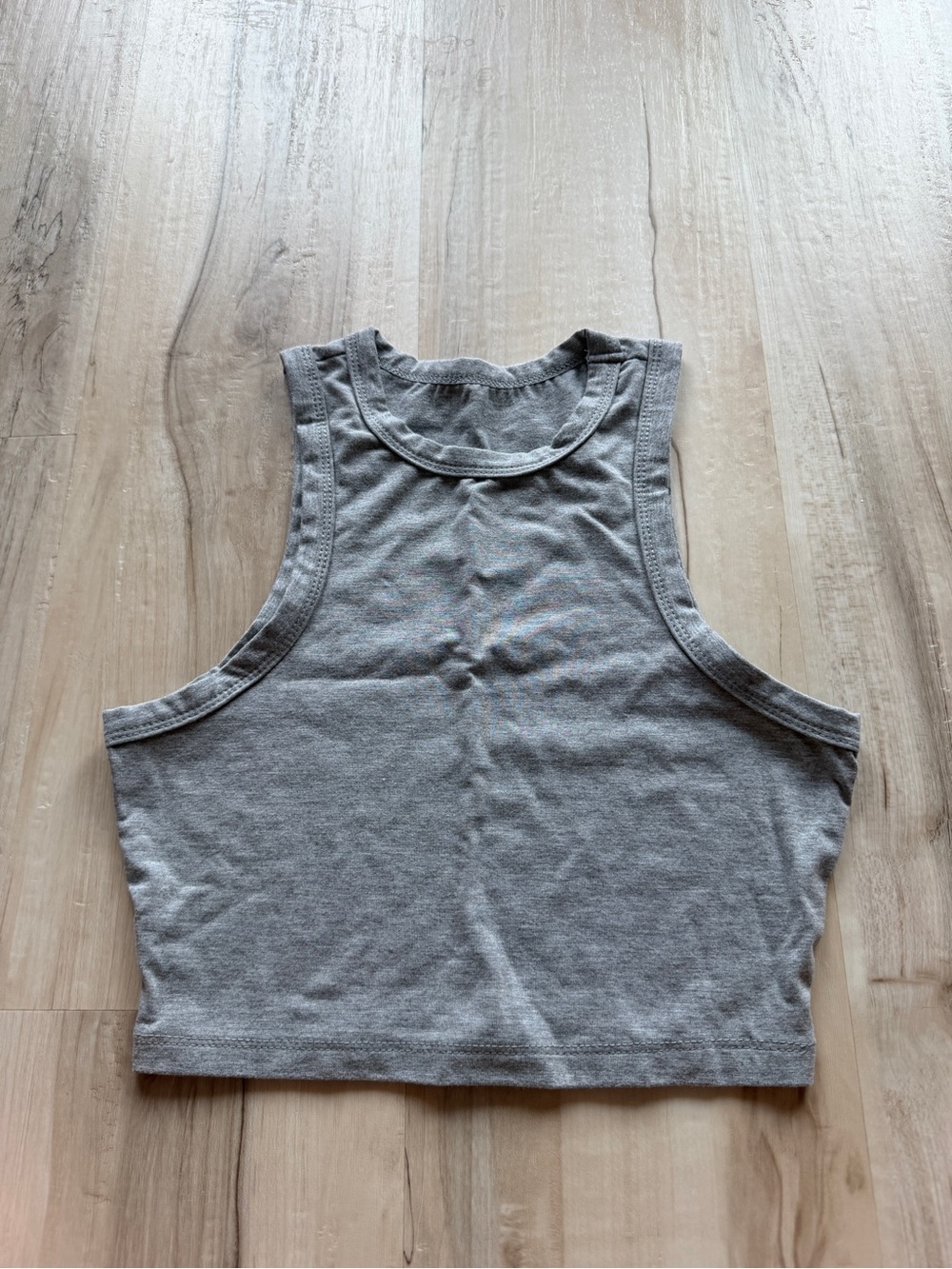 SHEIN Gray Ribbed Cropped Tank Top